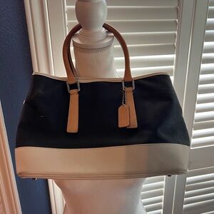 Coach Navy and Tan Classic Tote